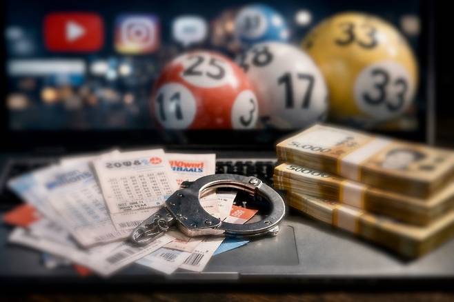 해외복권 불법 유통이 온라인을 통해 확산되는 가운데, 관련 차단 입법이 추진되고 있다. (편집 이미지)
