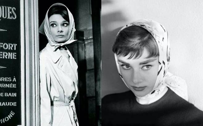 오드리햅번의 스카프 룩. ⓒpinterest