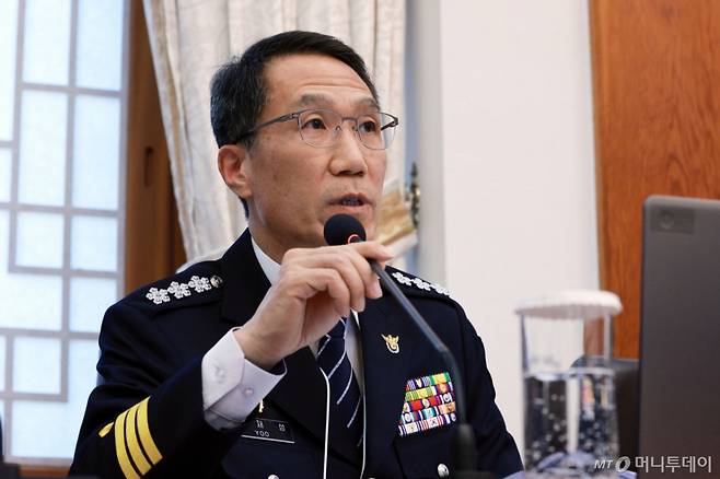 (서울=뉴스1) 허경 기자 = 유재성 경찰청장 직무대행이 3일 청와대에서 열린 국무회의에서 발언을 하고 있다. (청와대통신사진기자단) 2026.2.3/뉴스1  Copyright (C) 뉴스1. All rights reserved. 무단 전재 및 재배포,  AI학습 이용 금지. /사진=(서울=뉴스1) 허경 기자