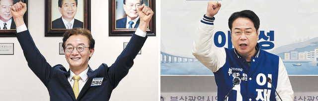 더불어민주당 부산시장 후보 자리를 놓고 경선을 하게 된 전재수(왼쪽) 의원과 이재성 전 부산시당위원장. 연합뉴스·부산시의회 제공