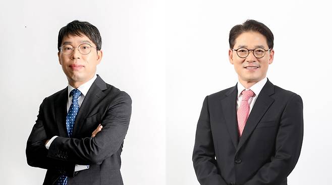 왼쪽부터 장성원 골프존홀딩스 신임 대표이사, 최덕형 골프존커머스 신임 대표이사 (골프존 제공)