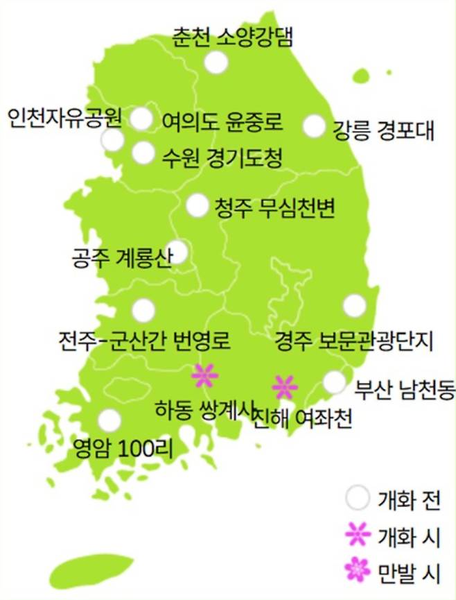 2026 전국 벚꽃 개화시기, 기상청
