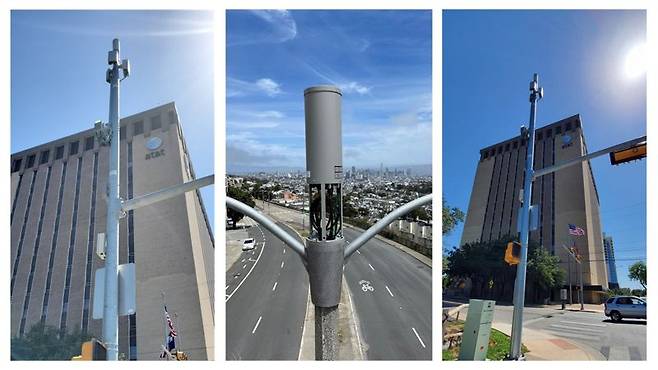 오늘이엔엠은 AT&T와 에릭슨의 오픈랜 기반 네트워크 현대화 프로젝트에 스몰셀 안테나 핵심 벤더로 참여하고 있다. 사진은 프로젝트를 통해 미국 전역에 설치 된 오늘이엔엠의 스몰셀 안테나. 오늘이엔엠 제공.