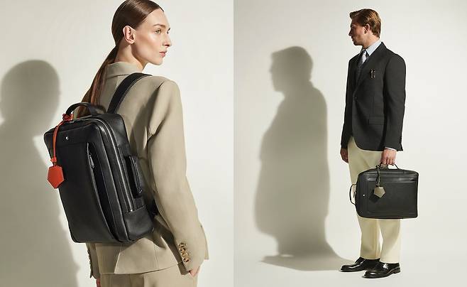몽블랑이 브리프케이스 디자인을 차용한 렉탱귤러 백팩을 공개했다. 기본적인 백팩 형태는 물론 손잡이를 활용해 브리프케이스처럼 들 수도 있다. 사진 몽블랑