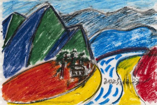 서용선 Suh Yongsun, 청령포, 2026, Oilpastel, graphite on tracing paper, 17.8 x 27cm *재판매 및 DB 금지