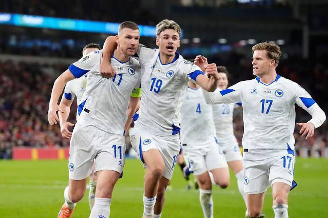 [카디프=AP/뉴시스] 보스니아 축구 대표팀. 2026.03.26.