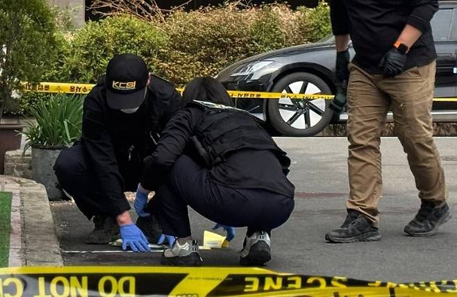 창원 칼부림 현장 감식. 연합뉴스