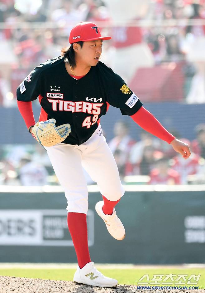 28일 인천 SSG랜더스필드에서 열린 SSG와 KIA의 경기. KIA 김범수가 역투하고 있다. 인천=박재만 기자 pjm@sportschosun.com/2026.03.28/