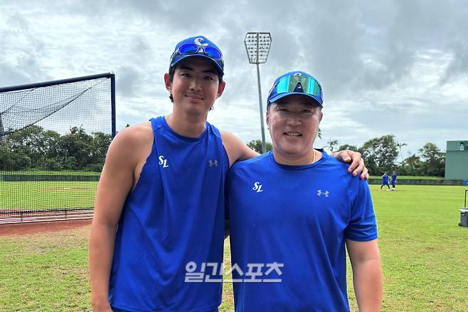 지난 1월 괌 스프링캠프 훈련 중인 구자욱-최형우. IS포토