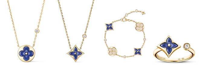 소달라이트 원석을 사용한 컬러 블라썸 컬렉션. 목걸이, 팔찌, 반지, 귀걸이 등 다양한 제품으로 선보인다. 사진 루이 비통