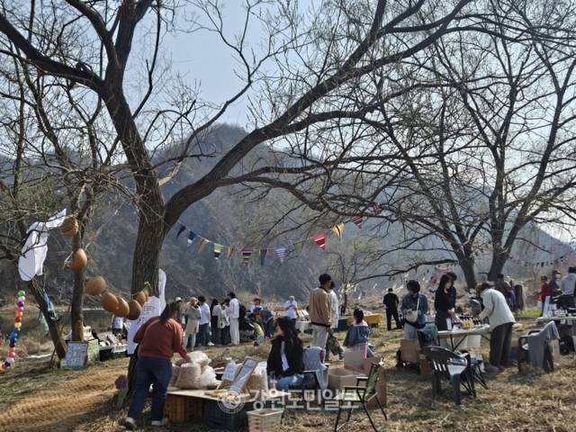 ▲ 단종 유배지 청령포 망향탑 앞에서 운영된 영월 쪼매장 들판존 모습