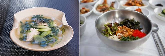 사진 왼쪽부터 도다리쑥국, 멍게비빔밥 / 사진 = 매경DB, 한국관광공사
