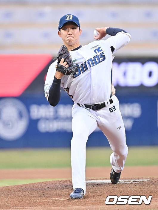 [OSEN=창원, 이석우 기자] 16일 창원NC파크에서 2026 신한 SOL KBO 리그 시범경기 NC 다이노스와 KIA 타이거즈의 경기가 열린다. 지난 12일 시작된 시범경기는 24일까지 진행되며, 각 팀이 12경기씩 총 60경기가 펼쳐진다.NC 다이노스 선발투수 구창모가 역투하고 있다. 2026.03.16 / foto0307@osen.co.kr