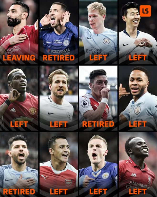 2010년대 프리미어리그를 빛낸 레전드 12명. 라이브 스코어