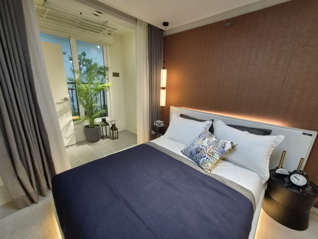 ‘더샵 신길 센트럴시티’ 견본주택 내부에 마련된 84A 타입 유니트 안방. (김선호 기자)