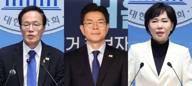 왼쪽부터 박주민, 정원오, 전현희 더불어민주당 서울시장 예비후보(사진 = 뉴시스)