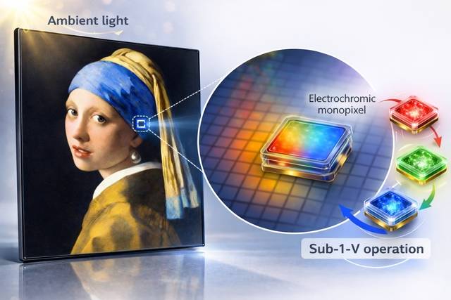 KAIST가 개발한 '저전력 반사형 모노픽셀'을 AI로 생성한 이미지. KAIST 제공.