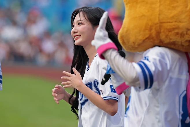 지난해 삼성 시구에 나선 안지영. 삼성 제공