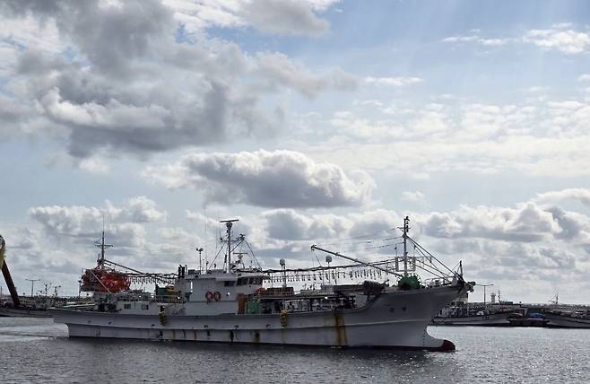 포항 구룡포항에서 대게어선이 조업을 위해 이동하고 있다. /정성윤 구룡포 근해채낚기선주협회장 제공