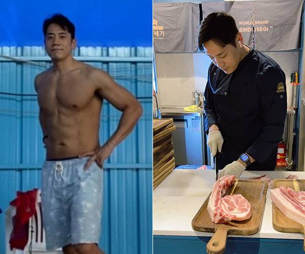 30대까지 수영장에서 살았던 ‘수영 천재’ 한규철(왼쪽)은 40대 이후 자영업자로 제2의 인생을 살고 있다. 한규철 제공