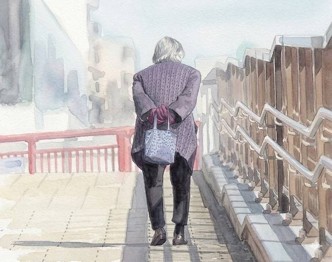 적막한 일본 도쿄의 거리를 홀로 걷는 노인의 뒷모습 ⓒ연합뉴스·구글 재미나이