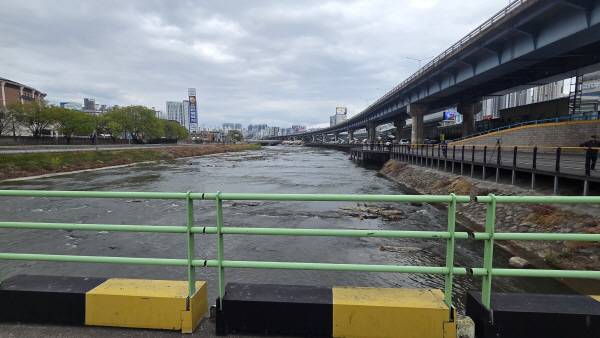 대구 북구 칠성동 잠수교 아래에서 50대 여성 시신이 든 캐리어가 발견돼 경찰이 수사에 나섰다. 사진은 캐리어 발견 지점인 잠수교 인근 모습. 뉴스1