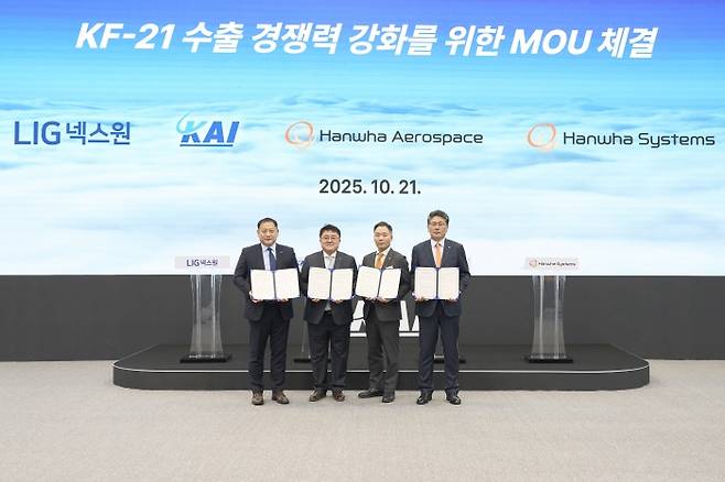 KF-21 수출 경쟁력 강화위한 MOU 체결. 사진=KAI 제공