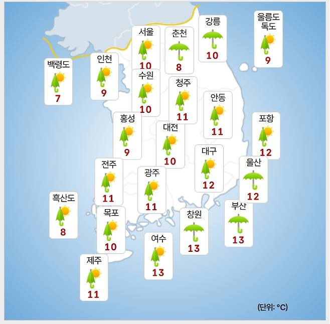 ⓒ기상청: 오늘(31일) 오전 날씨