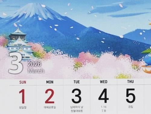 ▲ 춘천의 한 금융기관이 고객에게 제공한 올해의 달력 3월 디자인 [서경덕 교수 SNS 캡처]