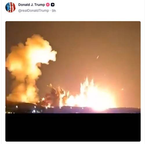 도널드 트럼프 미국 대통령이 트루스소셜에 올린 폭발 영상 [트루스소셜 캡처. 재판매 및 DB 금지]