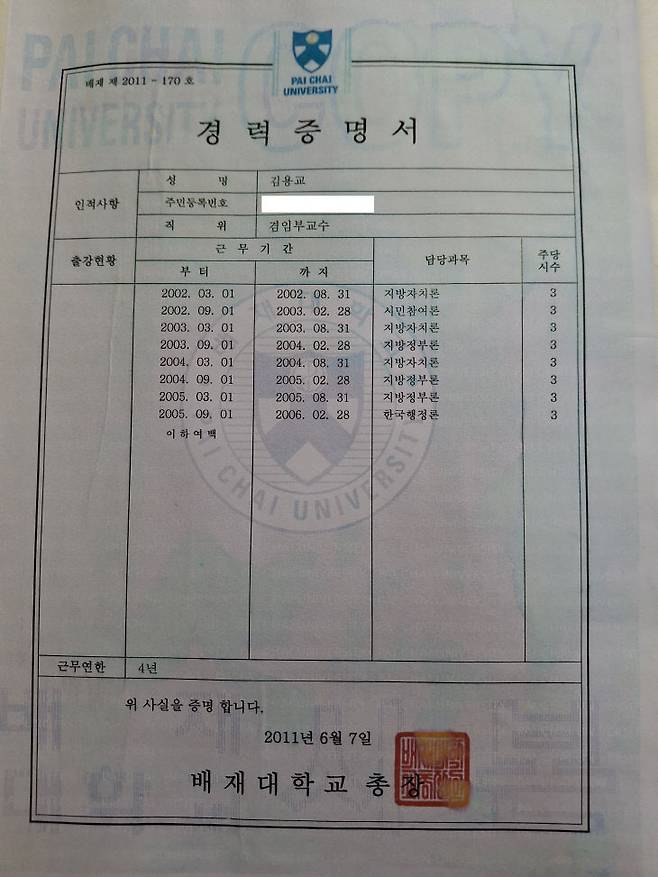 내가 대학강단에 서리라고는 꿈에도 생각지 못하였다. 사진=김용교 제공