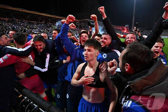 12년 만에 월드컵 본선에 오른 보스니아 헤르체고비나. ⓒ AFP=뉴스1