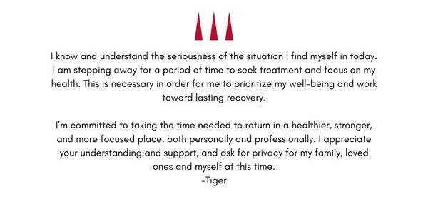 타이거 우즈가 공개한 입장문 원본. /사진=타이거 우즈 개인 소셜미디어