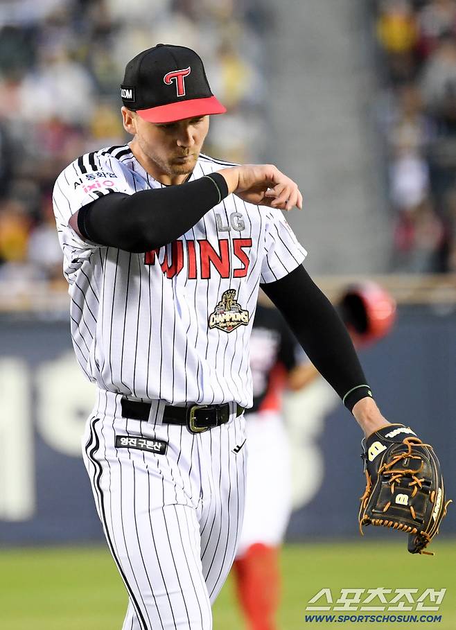 31일 잠실구장에서 열린 LG와 KIA의 경기. LG 톨허스트가 숨을 고르고 있다. 잠실=박재만 기자 pjm@sportschosun.com/2026.03.31/