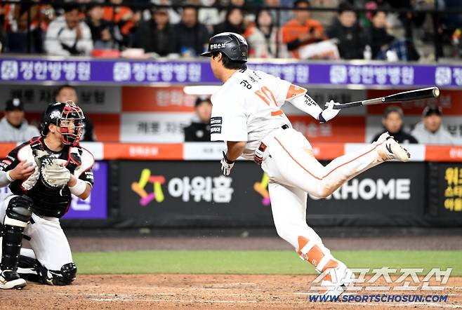 31일 대전한화생명볼파크에서 열린 KT와 한화의 경기. 4회말 한화 강백호가 헛스윙을 하고 있다. 대전=허상욱 기자wook@sportschosun.com/2026.03.31/