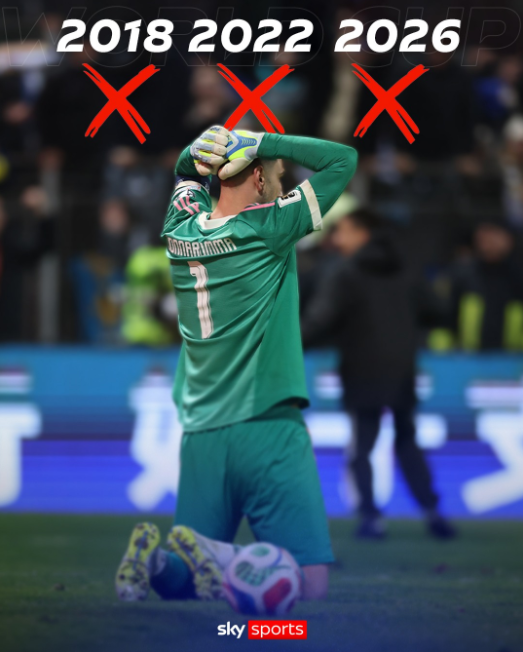 이탈리아가 3번 연속 월드컵 본선에 불참한다. 잔루이지 돈나룸마는 한 번도 월드컵 본선에 참가한 적이 없다. 스카이 스포츠