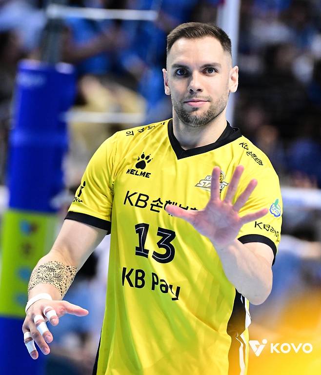 KB손해보험의 외국인 주포 비예나 [한국배구연맹 제공. 재판매 및 DB 금지]