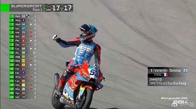 WSBK에서 우승한 오토바이 '장쉐지처' [웨이보 캡처. 재판매 및 DB금지]