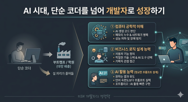 개발자 취업 준비생의 3가지 준비 역량 /제미나이 생성 이미지