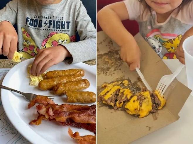 아이들에게 치즈를 듬뿍 바른 햄버거를 먹이면서 그것이 가장 영양가가 높은 음식이라고 주장합니다.