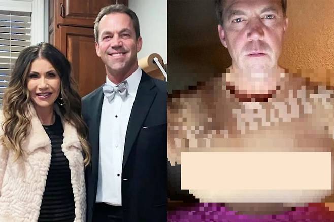 크리스티 놈 미국 전 국토안보부 장관과 그의 남편 브라이언 놈, 브라이언 놈의 여장 사진 /사진=미국 매체 '피플' 캡처, 영국 매체 '데일리메일' 캡처