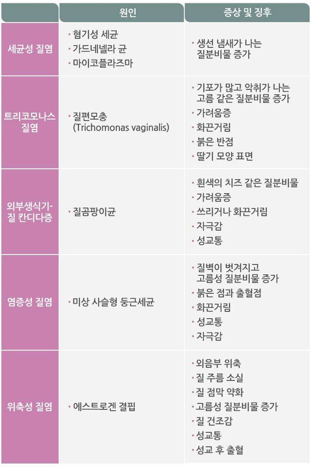질염의 분류. 질병관리청