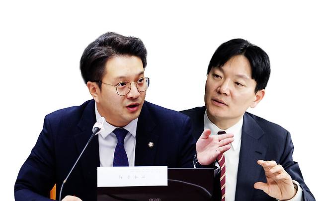 (왼쪽)전용기 더불어민주당 의원과 (오른쪽)박상용 인천지검 부부장검사 ⓒ시사저널 양선영 디자이너·연합뉴스