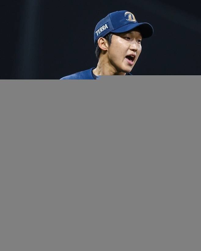 엔씨(NC) 다이노스 구창모가 3일 광주 기아챔피언스필드에서 열린 2026 KBO리그 기아 타이거즈와 경기에 선발 등판해 호투한 뒤 환호하고 있다. 엔씨 다이노스 제공