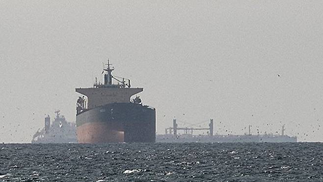 ▲ 호르무즈 해협 인근에 정박 중인 화물선들 [연합뉴스]