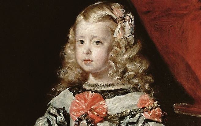 디에고 벨라스케스, 흰색과 은색 드레스를 입은 마르가리타 테레사 공주(일부 확대), 1656, 캔버스에 유채, 128.5x100cm, 빈 미술사 박물관