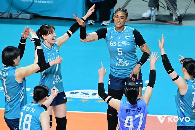 [서울=뉴시스]여자배구 GS칼텍스, 5년 만의 챔프전 진출. (사진=KOVO 제공)
