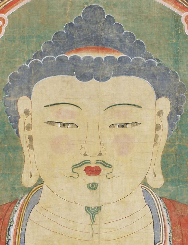 [서울=뉴시스] 부처 얼굴에 사용된 바림 기법  (사진=성보문화유산연구원 제공) 2026.04.03. photo@newsis.com *재판매 및 DB 금지