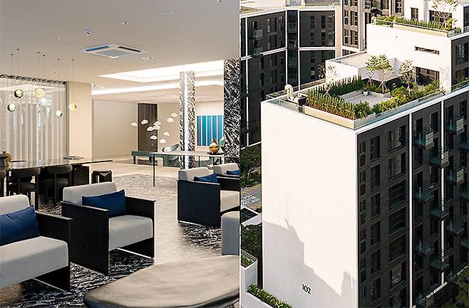 외부 노출을 완벽히 차단하는 하이엔드 주거 환경이 제공되는 펜트하우스 내부 전경. 브라이튼 N40 제공