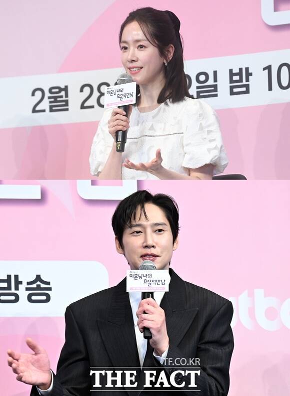 배우 한지민(위)과 박성훈이 JTBC 토일드라마 '미혼남녀의 효율적 만남'으로 아쉬운 성적표를 받아들였다. /더팩트 DB
